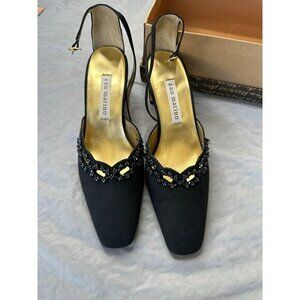 Ann Marino Womens Town Jewels Black Heels 7.5 buckel‎ high heels